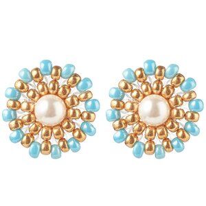 NWOT - Handmade Seed bead & Shell Pearl Round Stud Earrings Mix & Match 2/$10